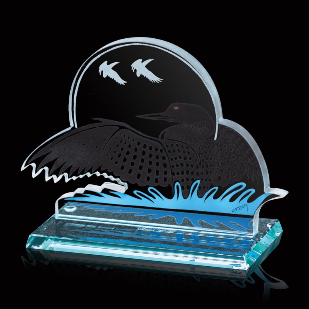 Custom branded Northern Dreams, Water Dance Loon Award for corporate gifting