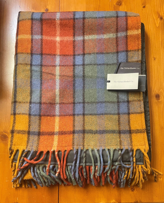 Antique Buchanan Green Backing Tartan Wool Blanket