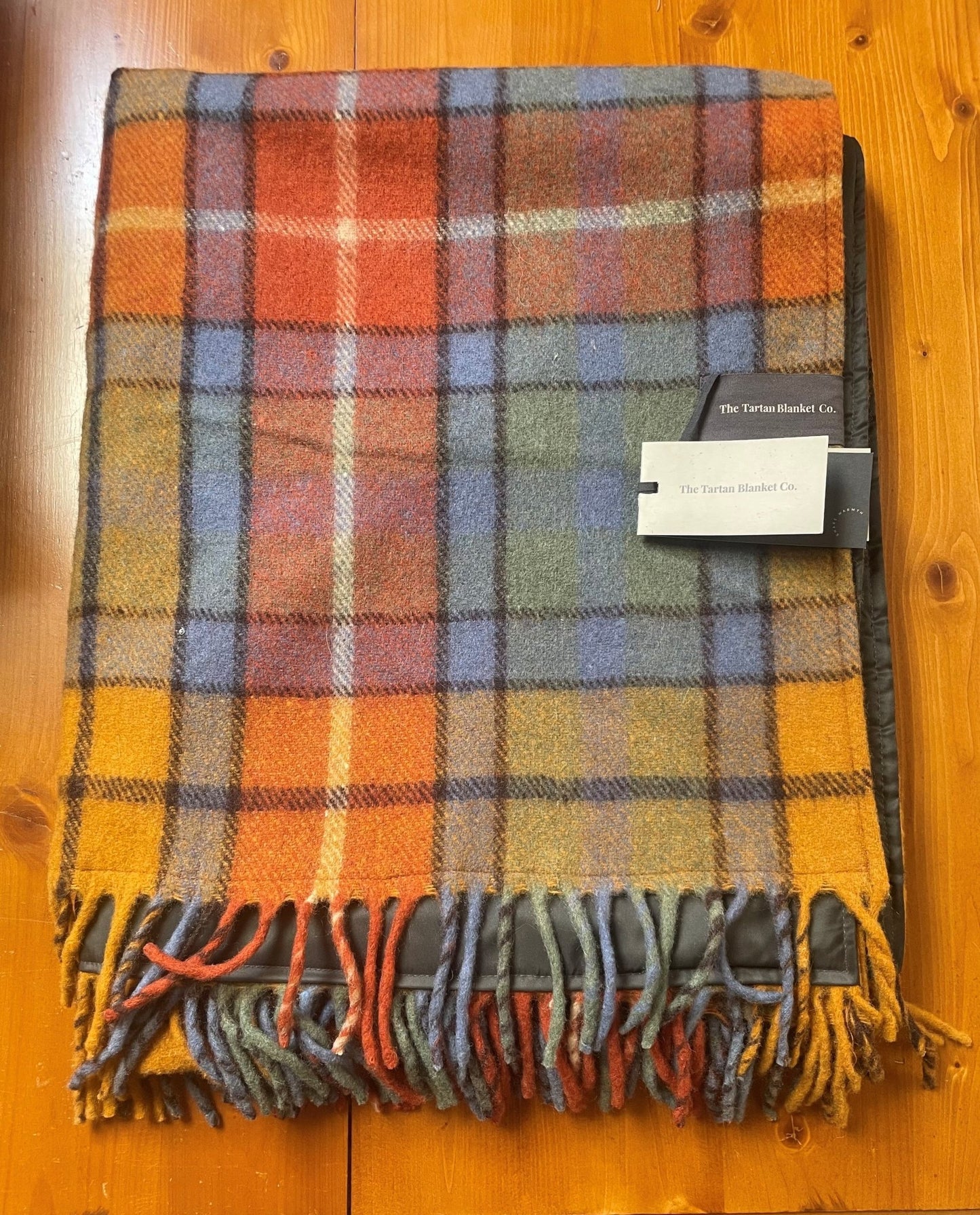 Custom branded Ramsay Blue Tartan Wool Blanket for corporate gifting