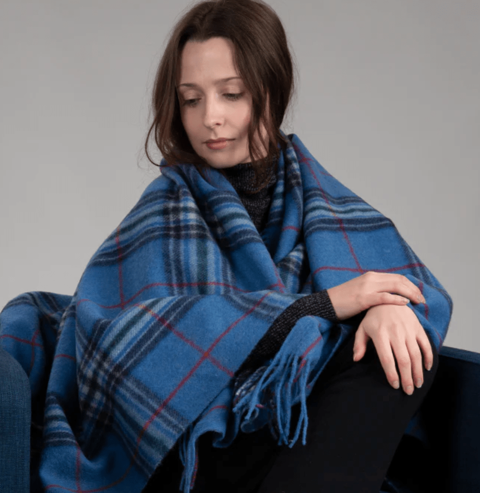 Custom branded One World Together Tartan Blanket for corporate gifting