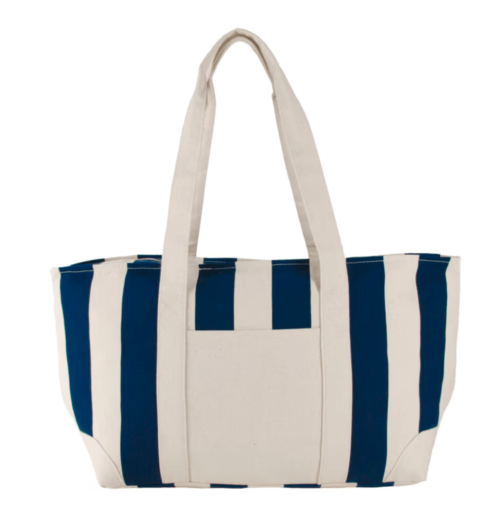 Custom branded Large Striped Canvas Tote for corporate gifting