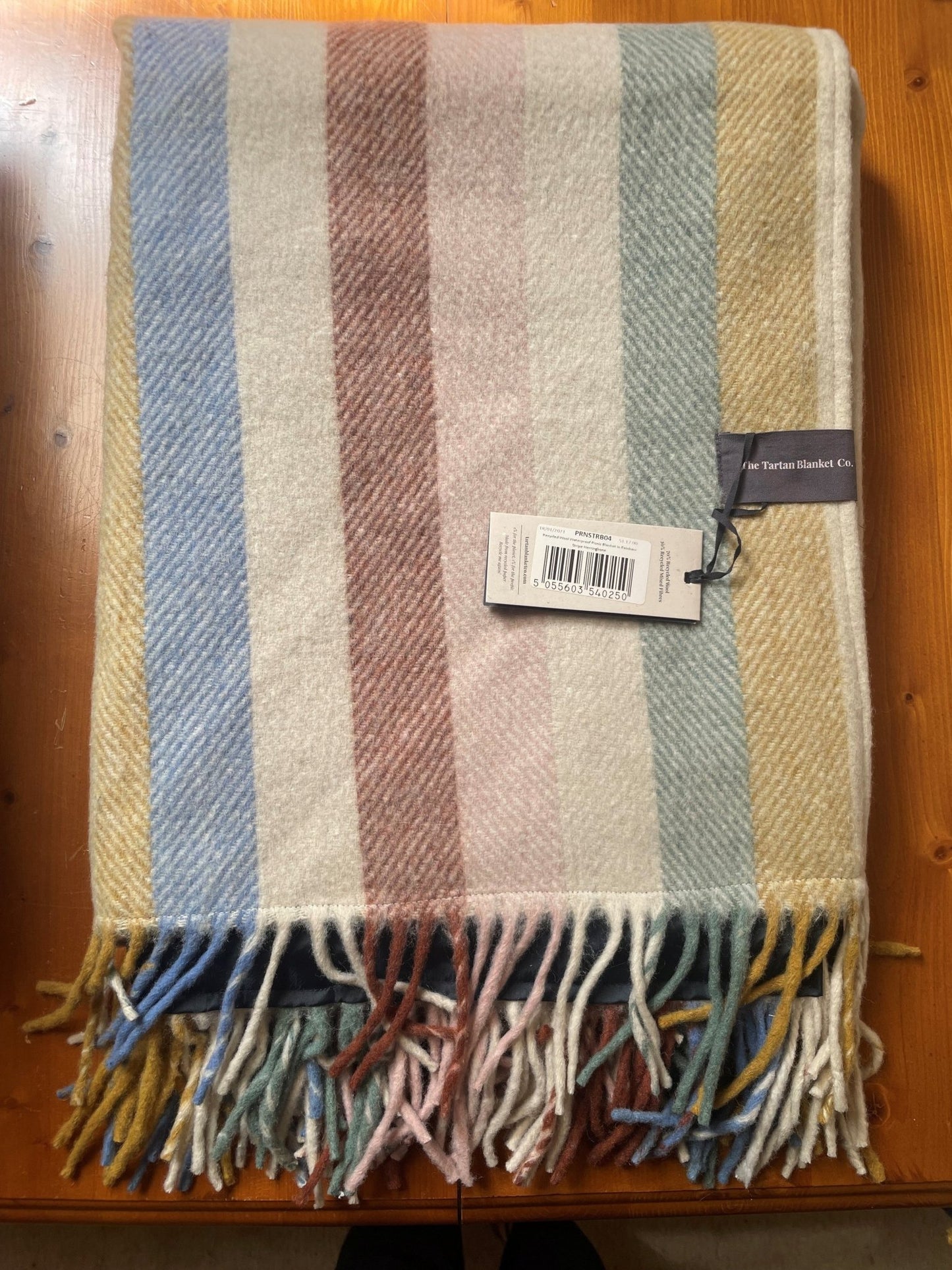 Custom branded Stripe Herringbone Tartan Wool Picnic Blanket for corporate gifting
