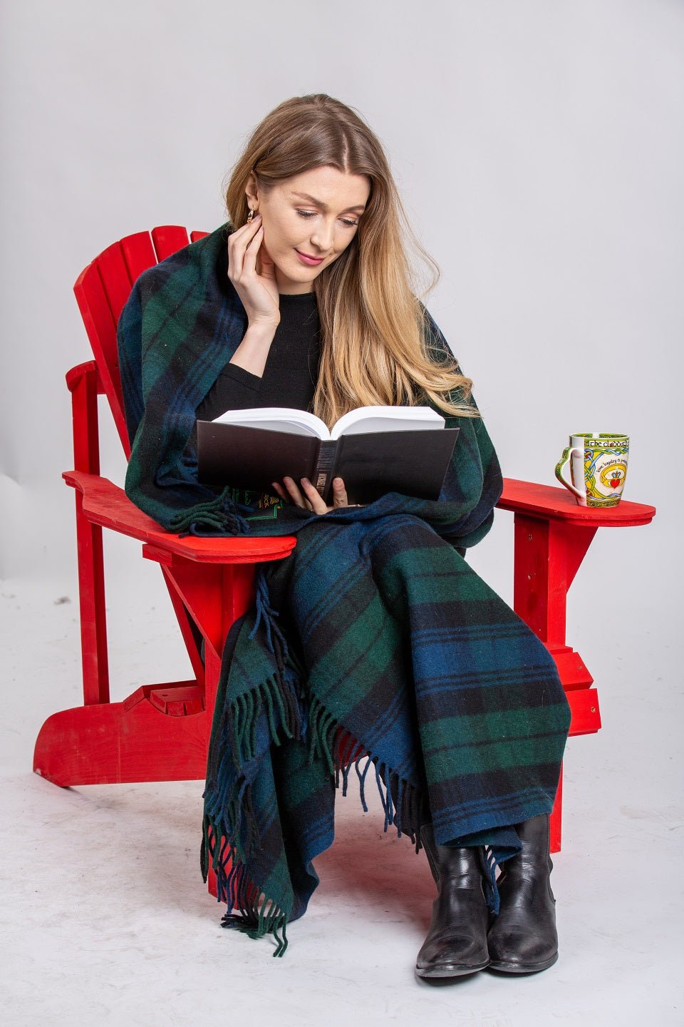 Custom branded Black Watch Tartan Wool Blanket for corporate gifting