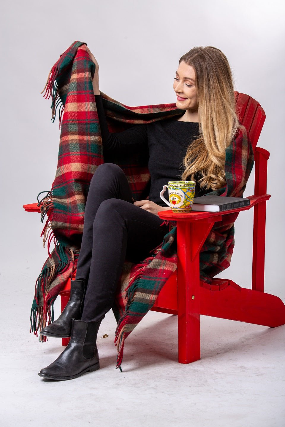 Custom branded Canadian Maple Tartan Wool Blanket for corporate gifting