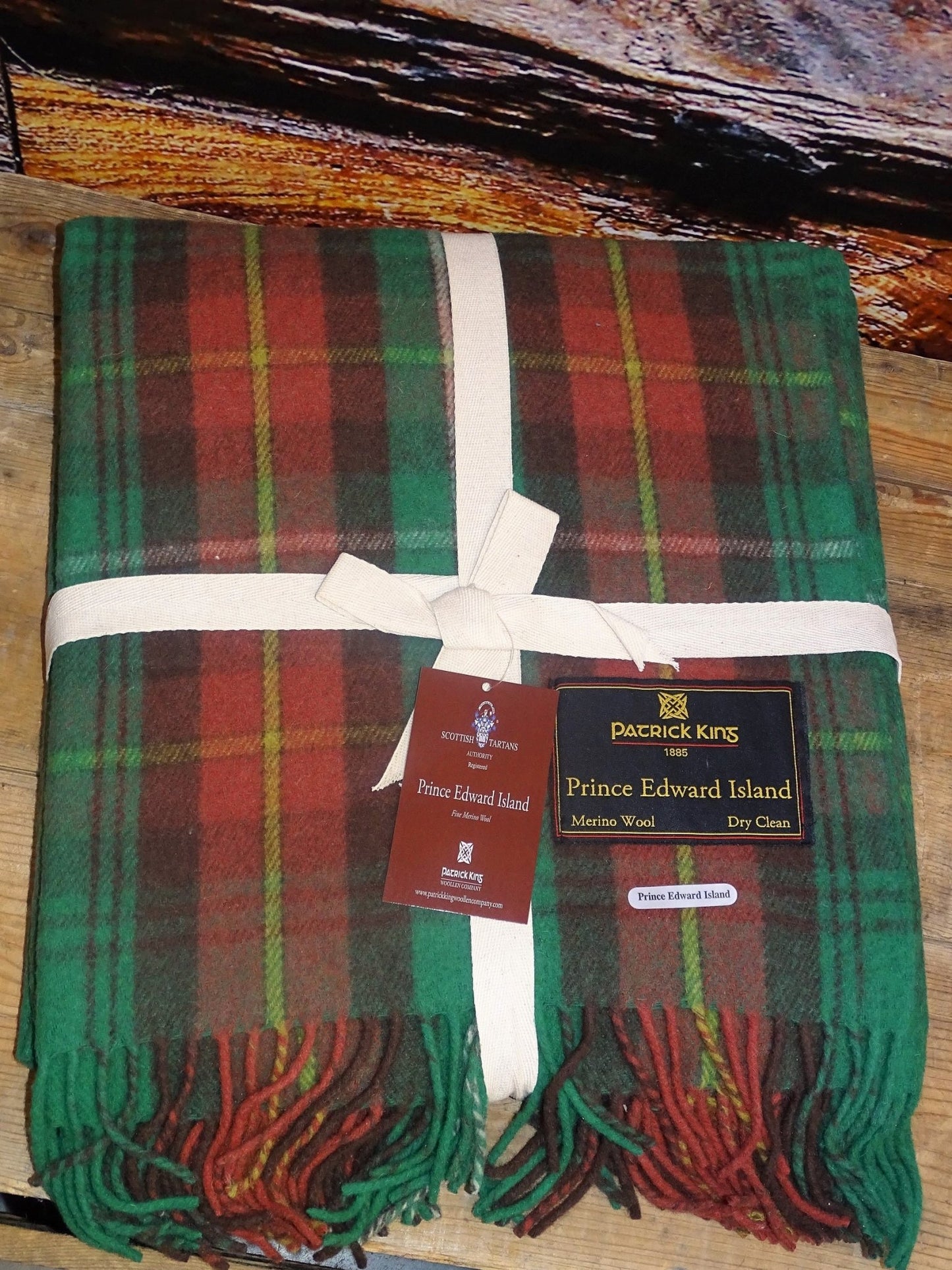 Custom branded Prince Edward Island Deluxe Merino Wool Blanket for corporate gifting