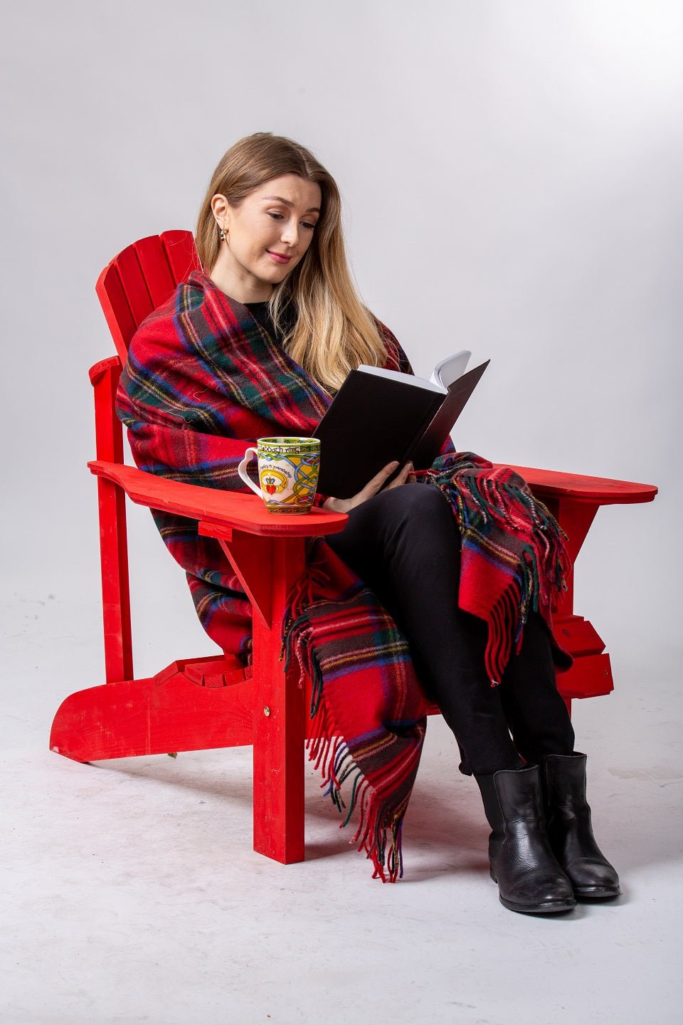 Custom branded Royal Stewart Tartan Deluxe Merino Wool Blanket for corporate gifting