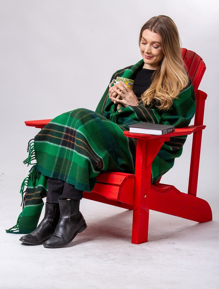 Custom branded Spirit of Ireland Tartan Deluxe Merino Wool Blanket for corporate gifting