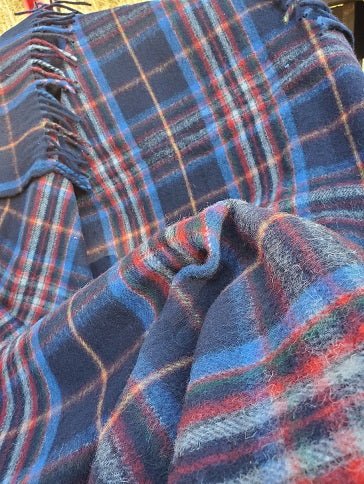Custom branded Esprit du Quebec Tartan Deluxe Merino Wool Blanket for corporate gifting