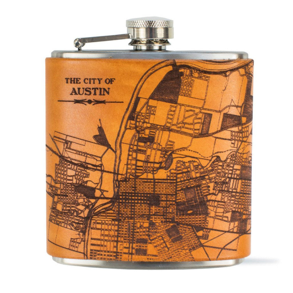 leather city map flask