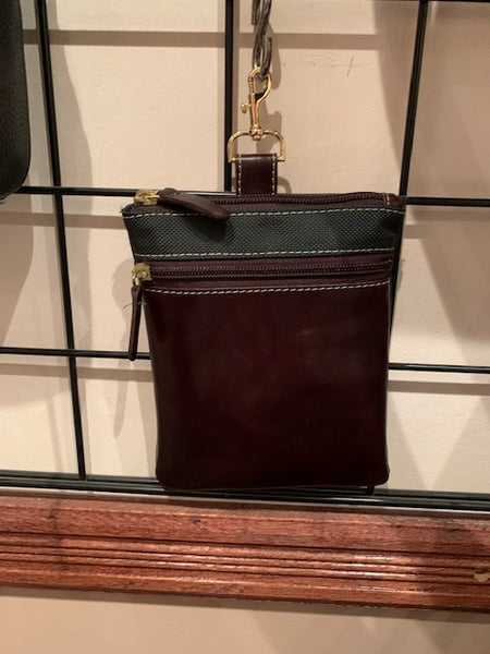 top grain leather golf valuables bag