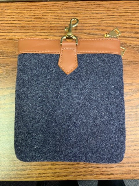 Custom branded Leather and Wool Golf Valuables Bag for corporate gifting
