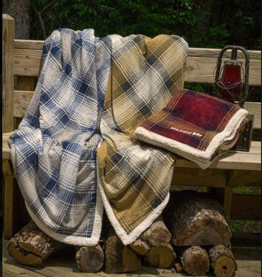 cabin plaid faux sheepskin blankets
