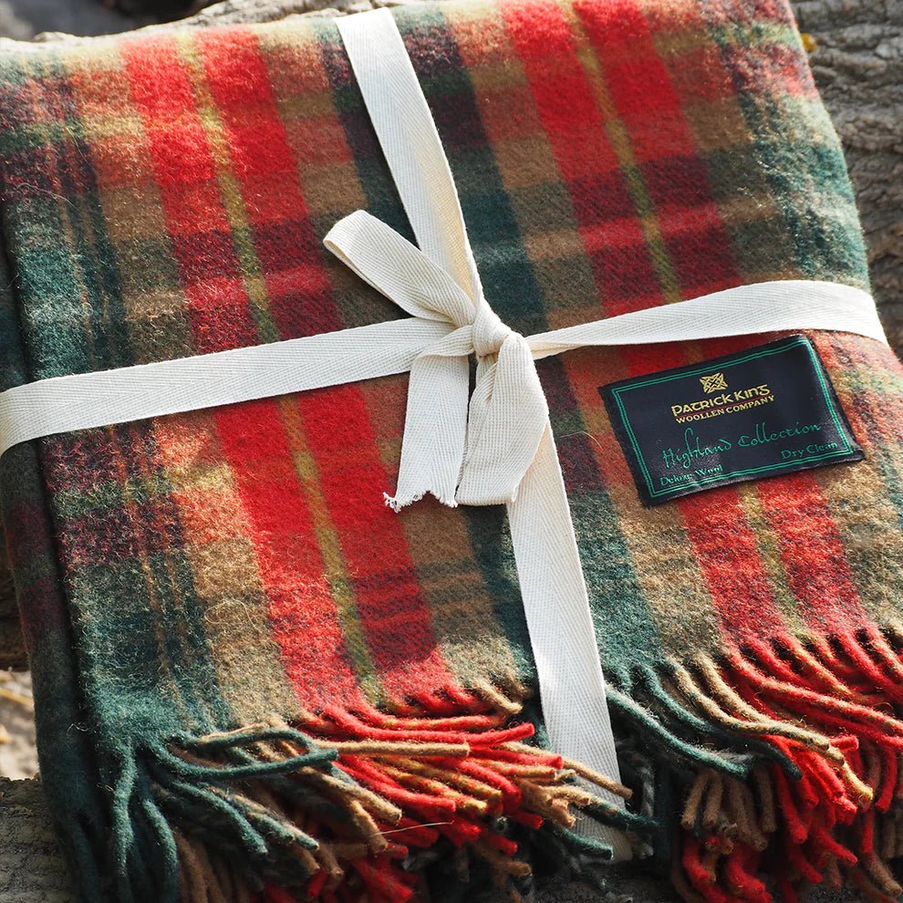 Custom branded Whiskey Tartan Wool Blanket for corporate gifting