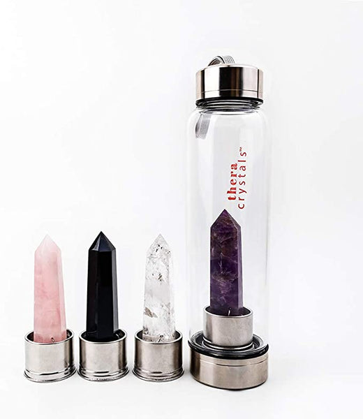 rose quartz crystal bottle