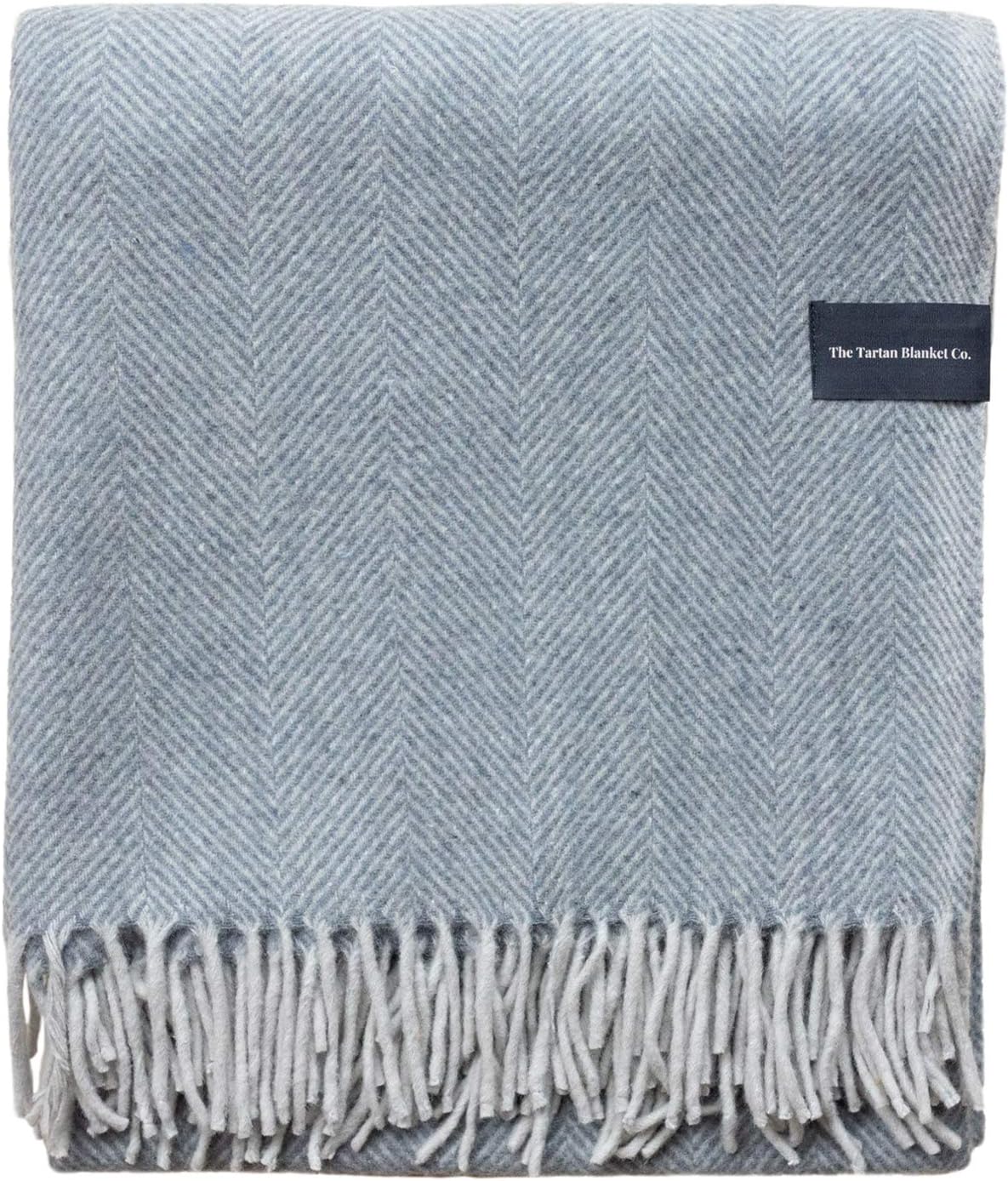 Charcoal Herringbone Tartan Wool Blanket
