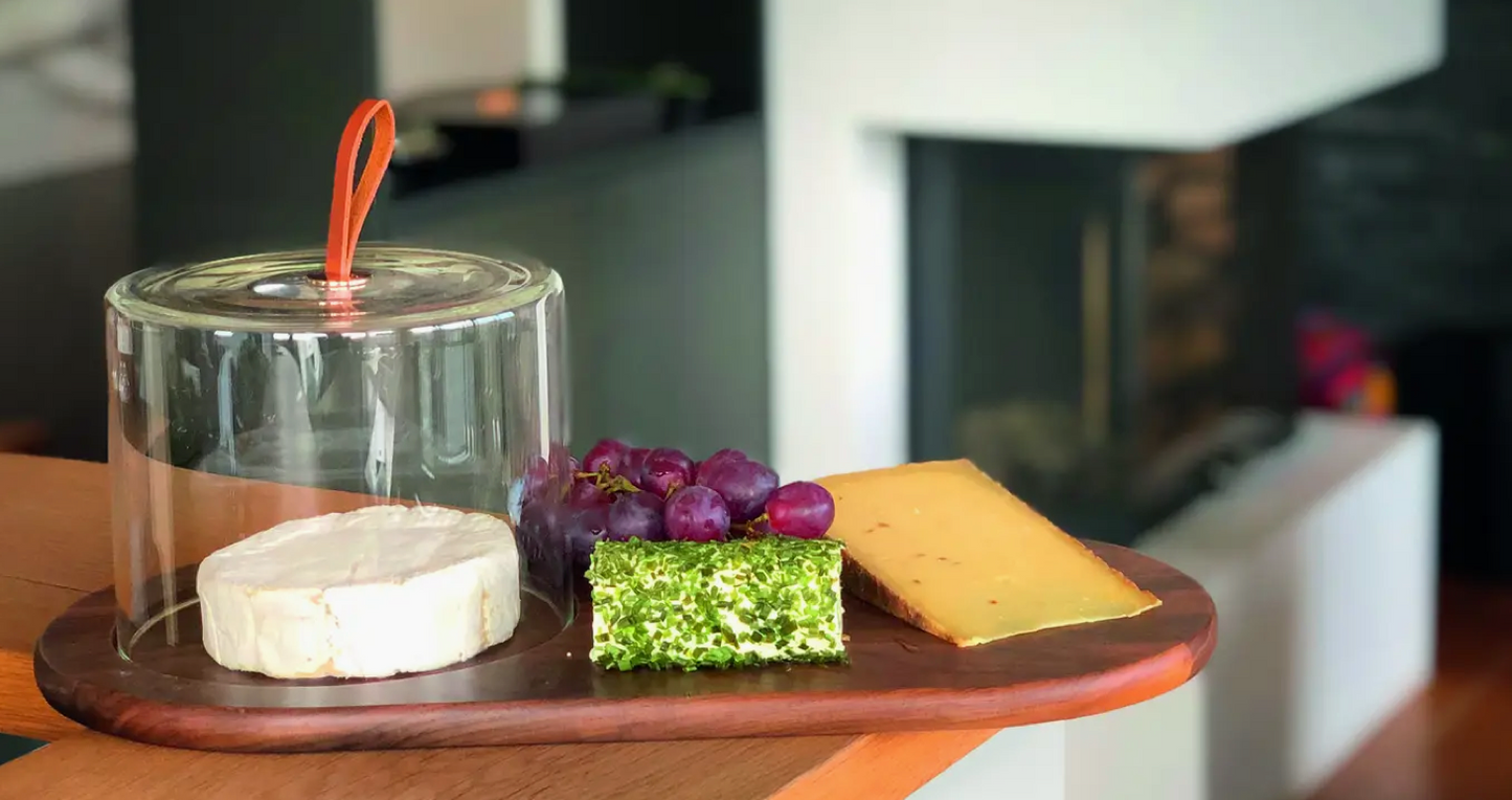 Walnut Cheese Board with Glass Cover