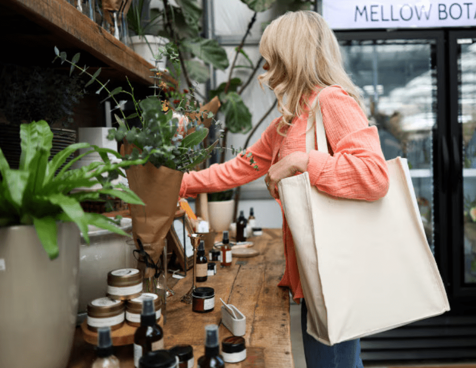 Custom branded AWARE™ Recycled Cotton Market Bag for corporate gifting