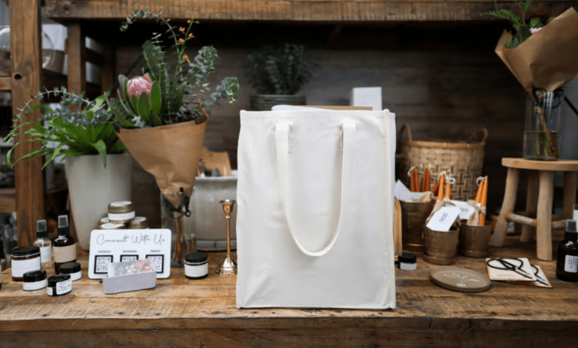 Custom branded AWARE™ Recycled Cotton Market Bag for corporate gifting