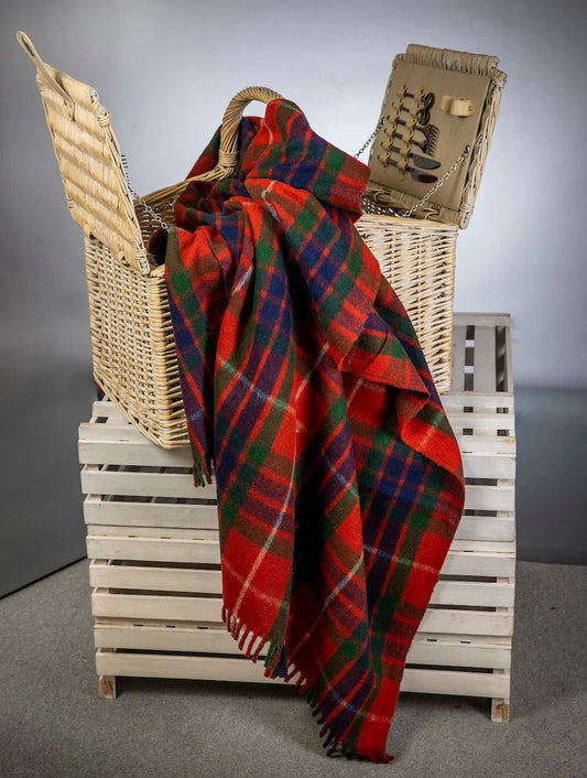 Red Fraser Tartan Wool Blanket