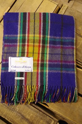 colours of hope tartan deluxe merino wool blanket
