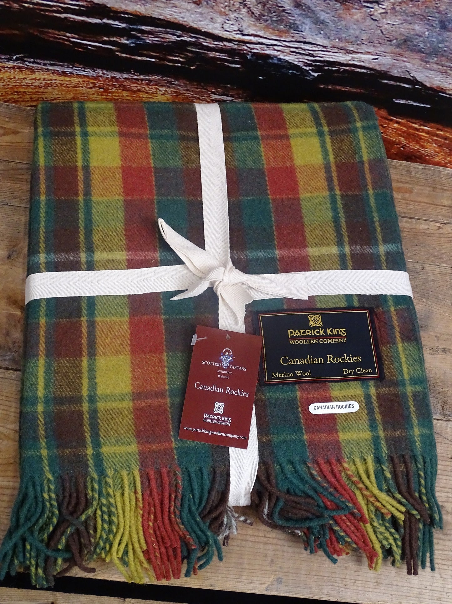 canadian rockies tartan deluxe merino wool blanket