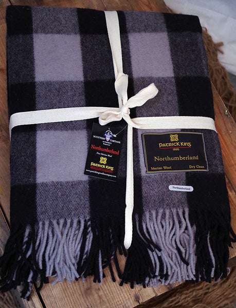 northumberland tartan deluxe merino wool blanket