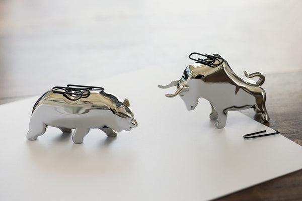 bull and bear paperclip holders