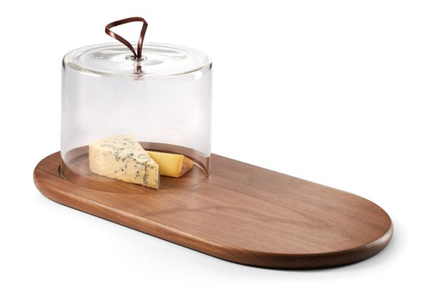 walnut cheese board with glass cover
