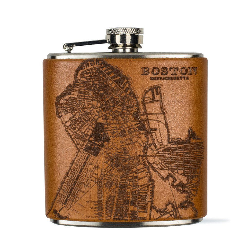 leather city map flask