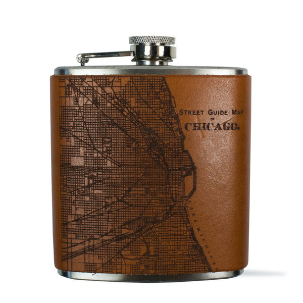 leather city map flask