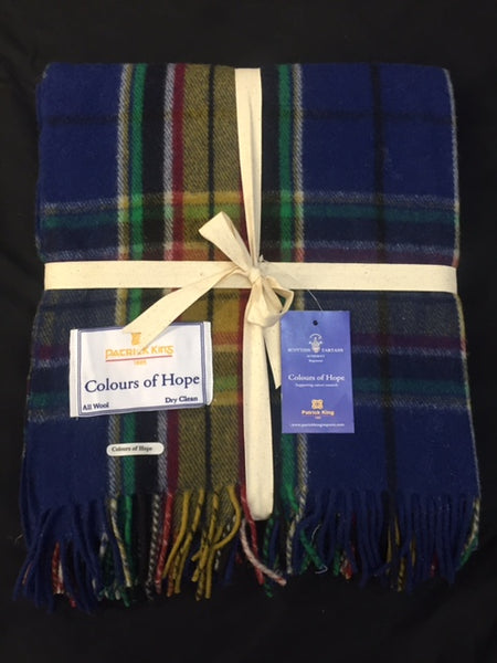 colours of hope tartan deluxe merino wool blanket