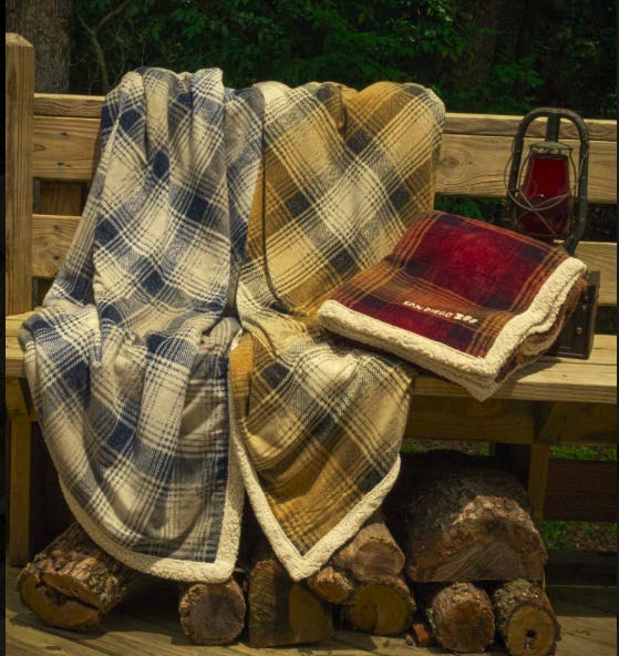 cabin plaid faux sheepskin blankets