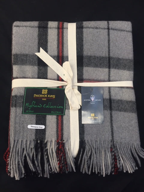 thompson grey tartan deluxe merino wool blanket