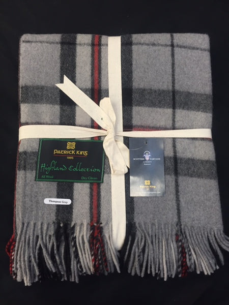 thompson grey tartan deluxe merino wool blanket