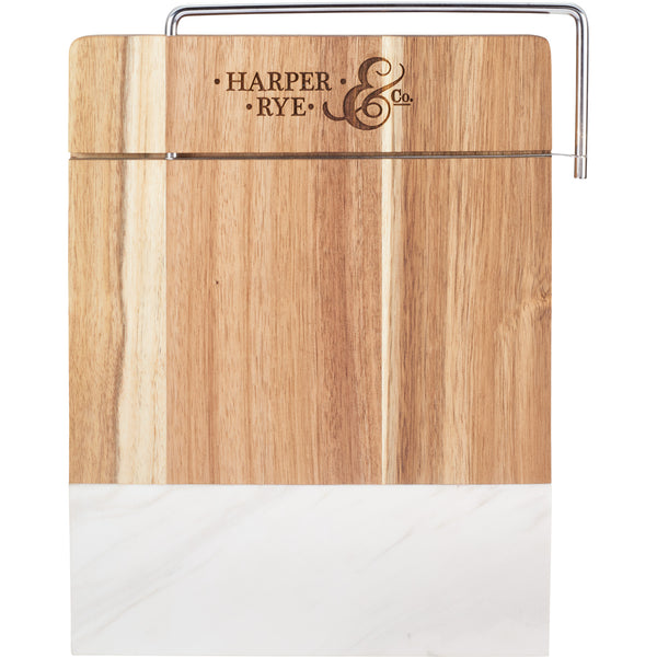 house warming: marble and acacia cheese cutting board