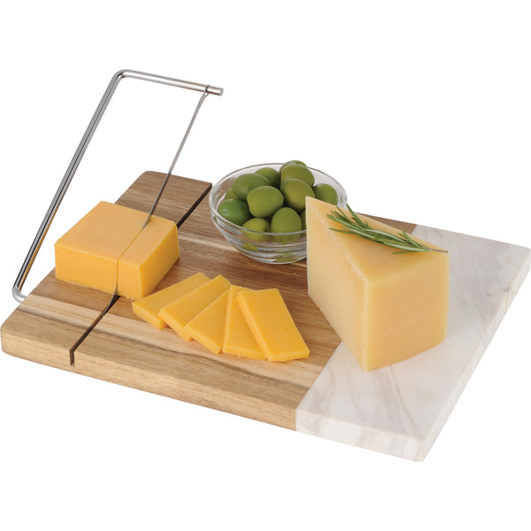 house warming: marble and acacia cheese cutting board